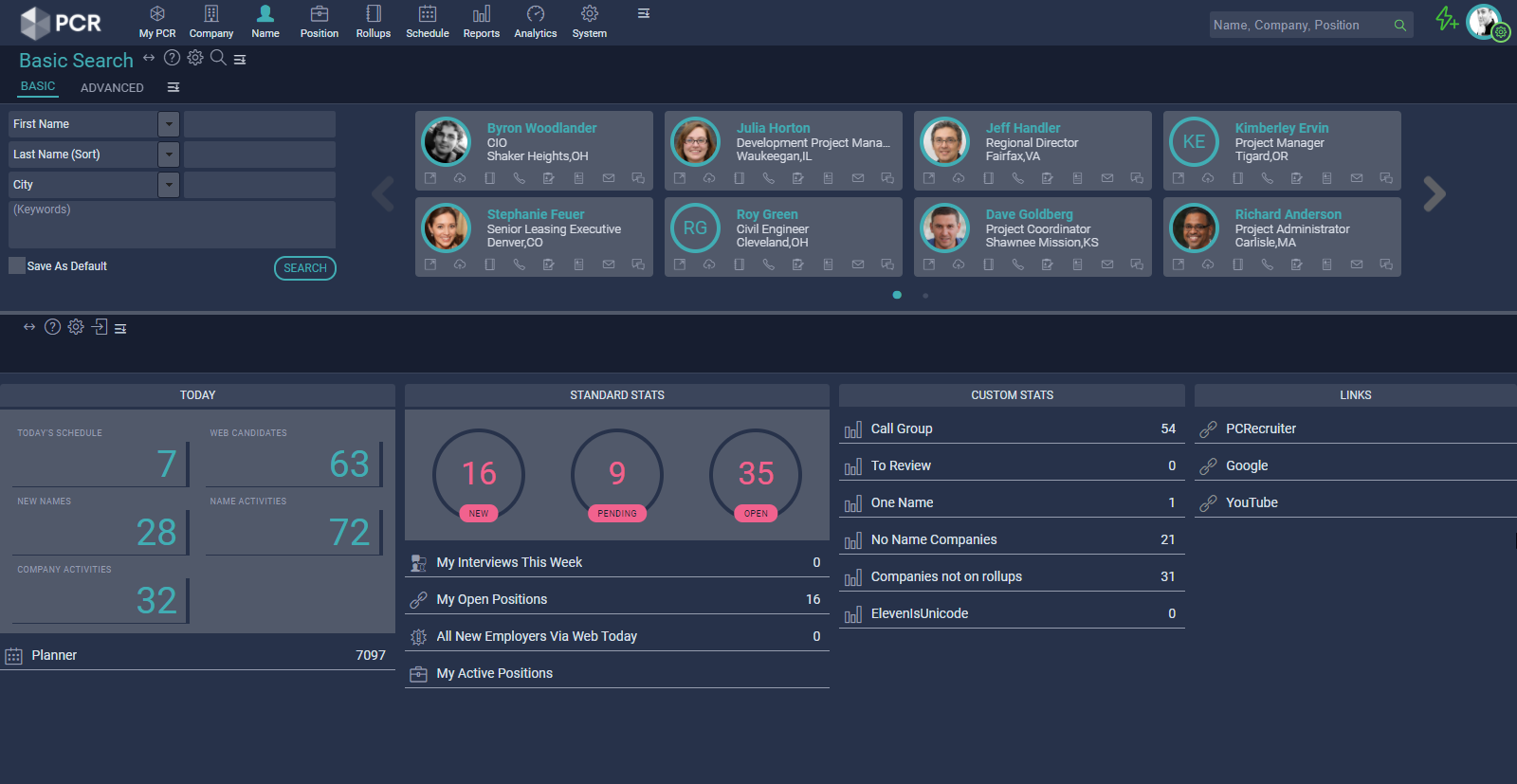 Recruiter dashboard homepage screenshot