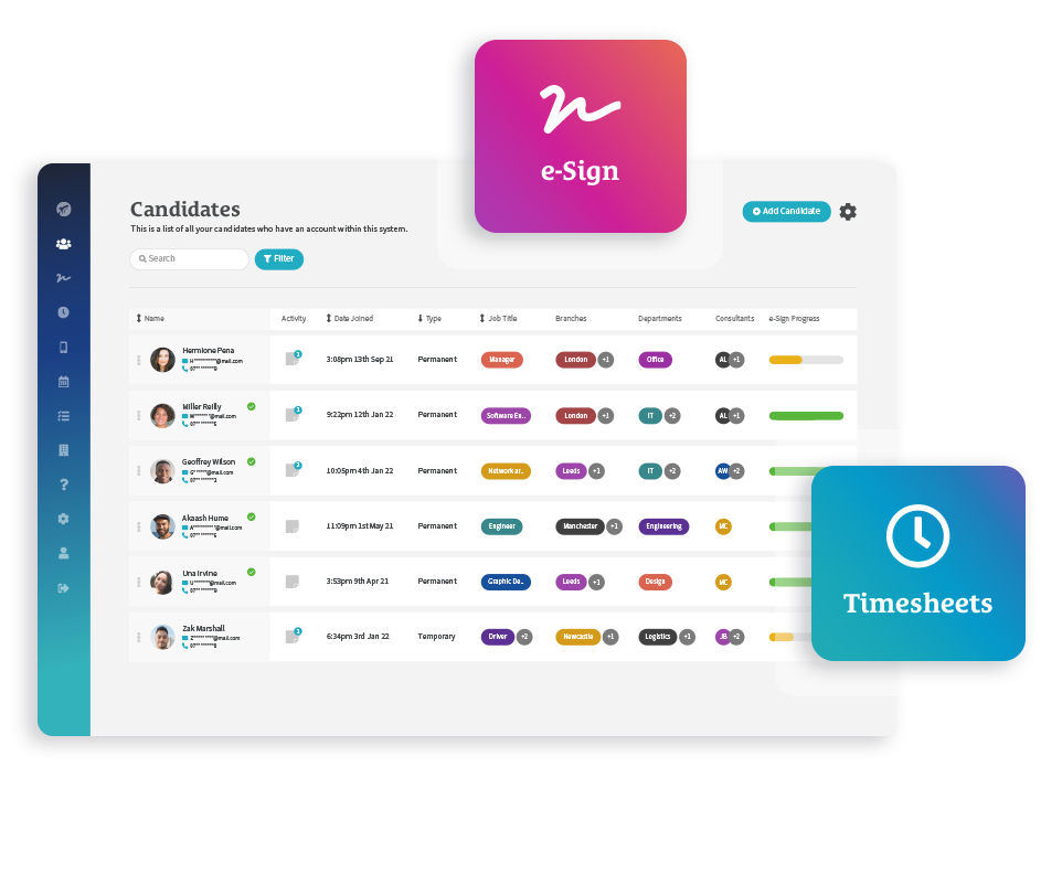 Applicant list screenshot