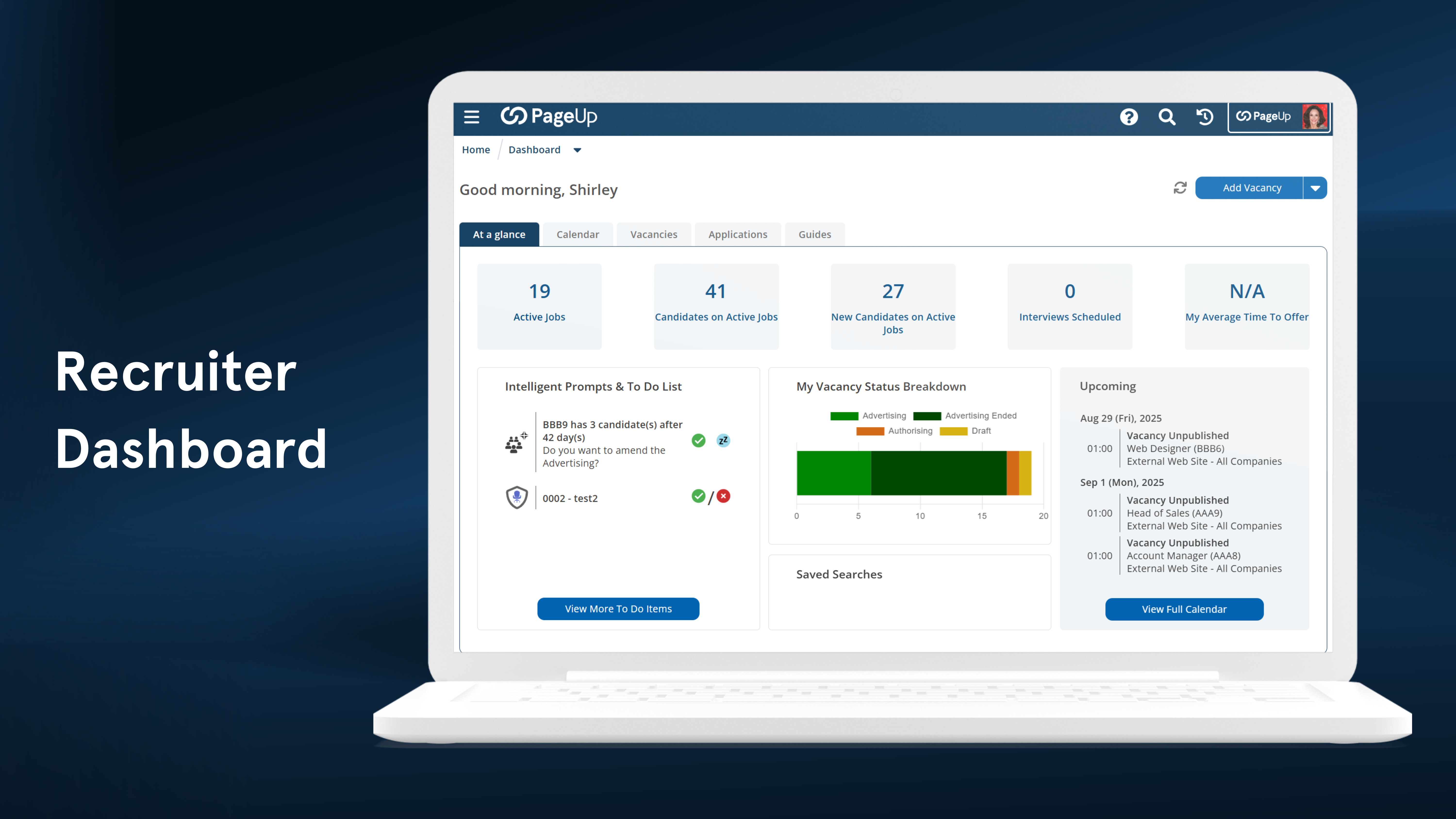 Recruiter dashboard homepage screenshot