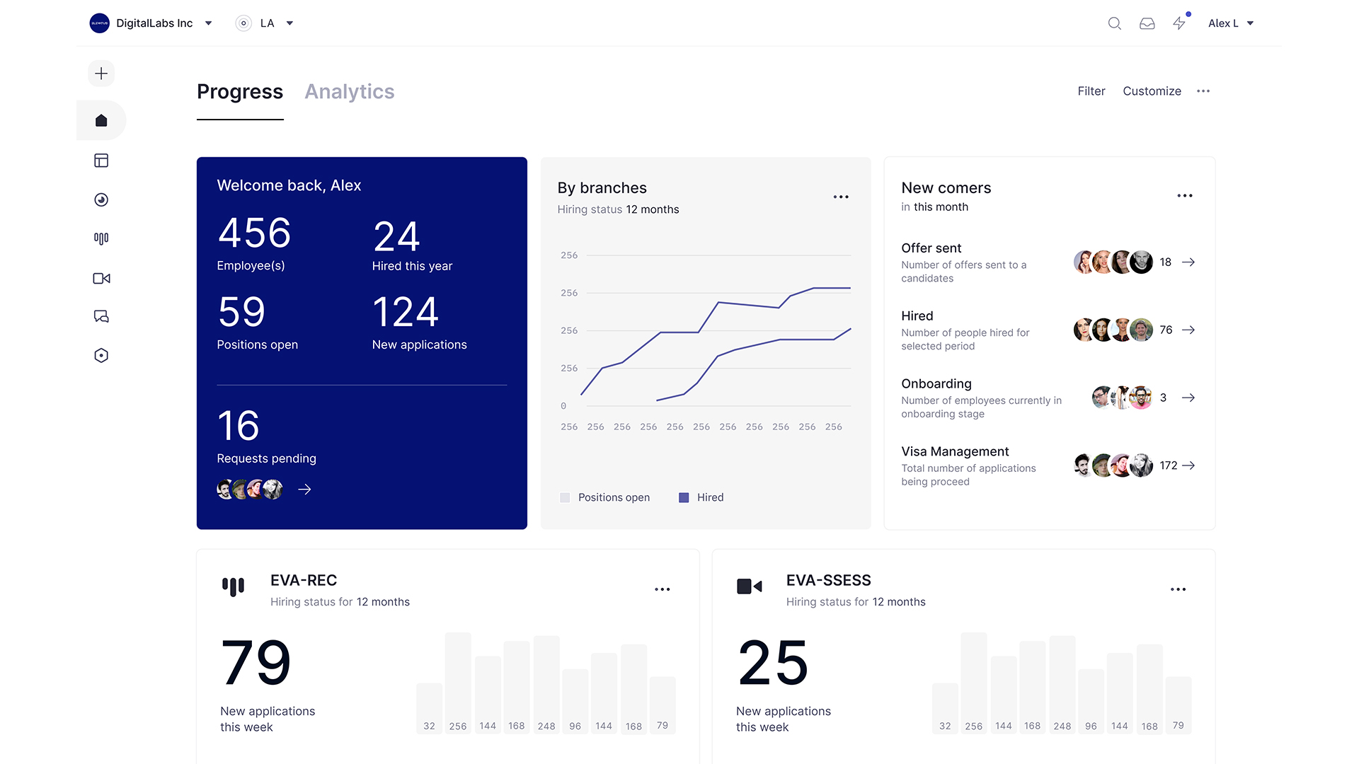 Recruiter dashboard homepage screenshot