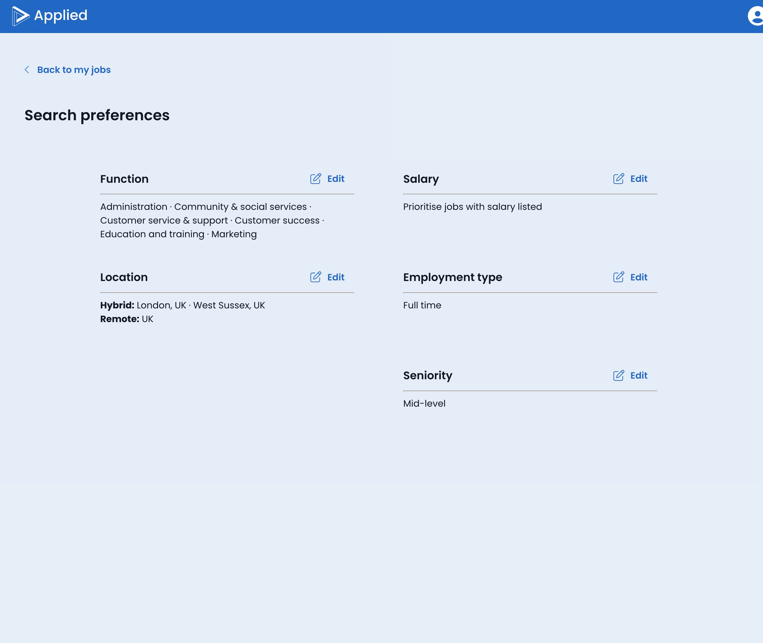 Applicant list screenshot