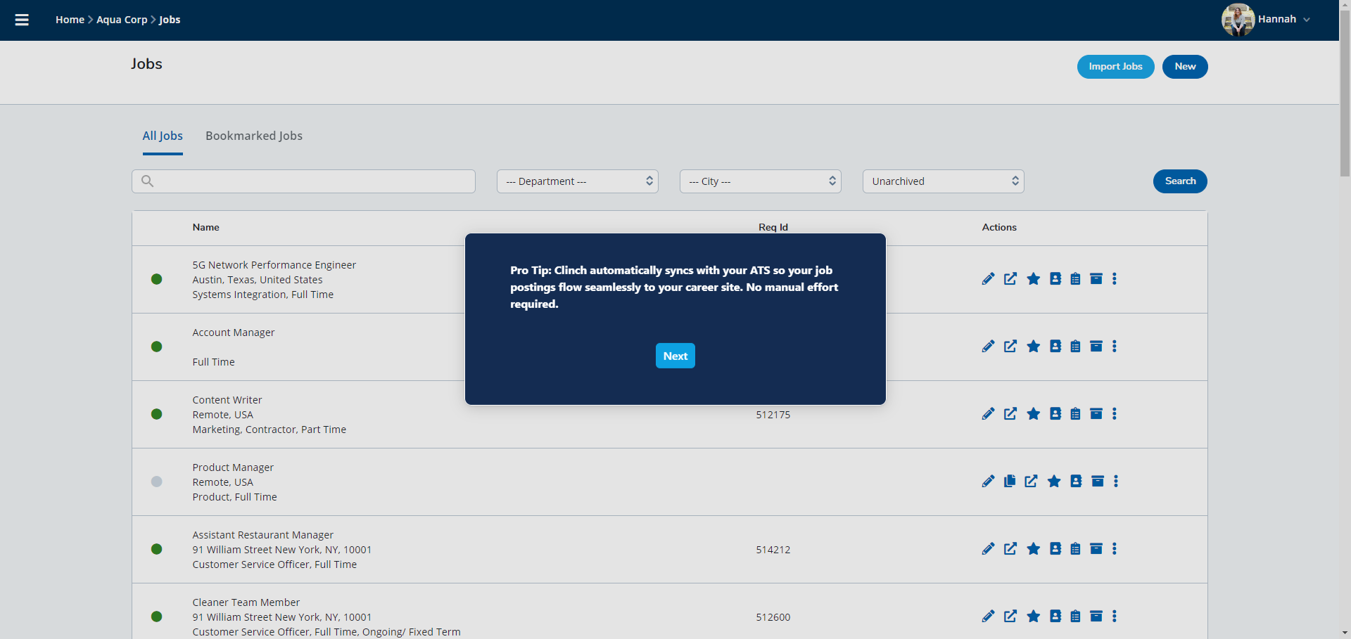 Candidate profile screenshot