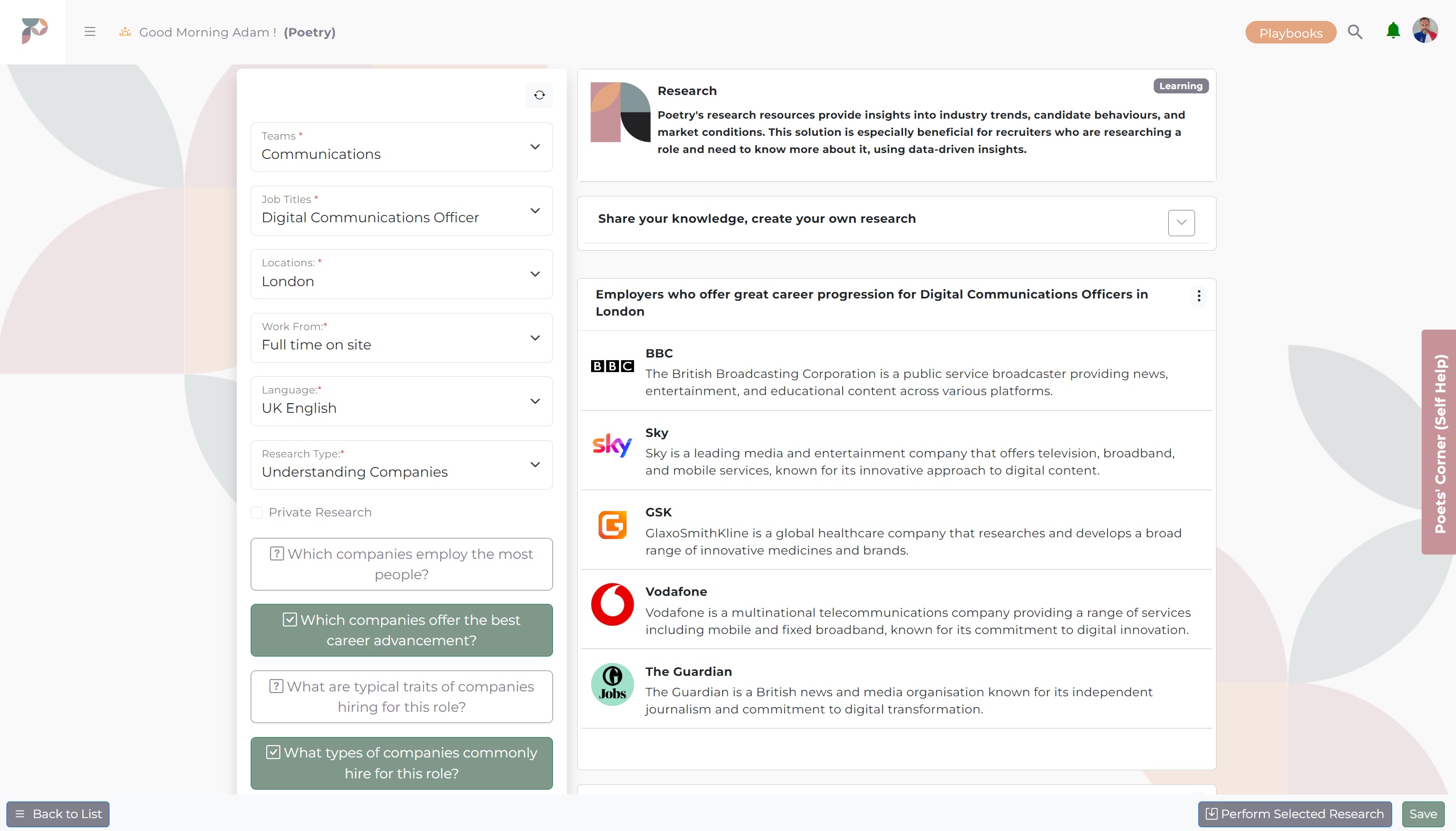 Candidate profile screenshot