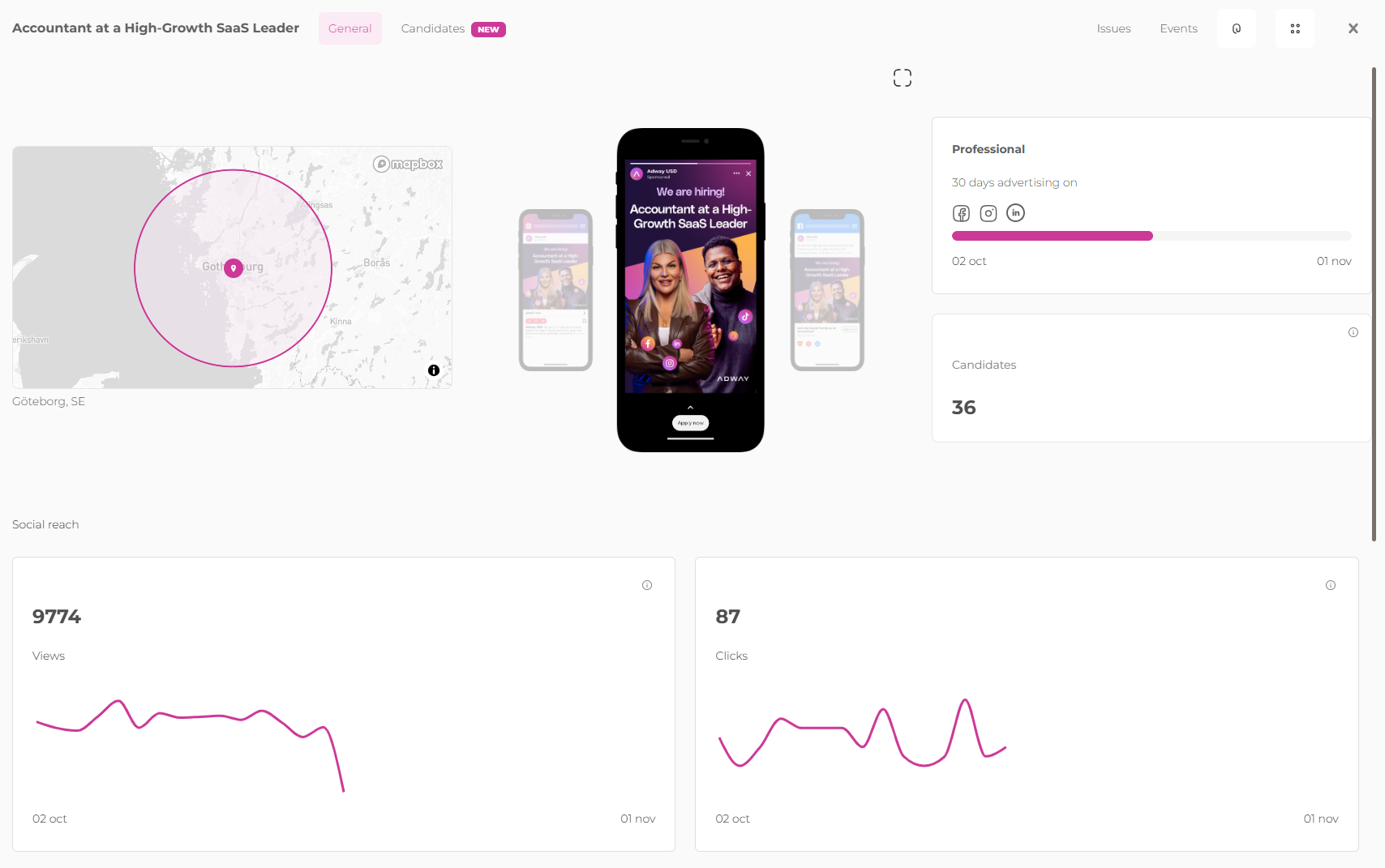 Recruiter dashboard homepage screenshot