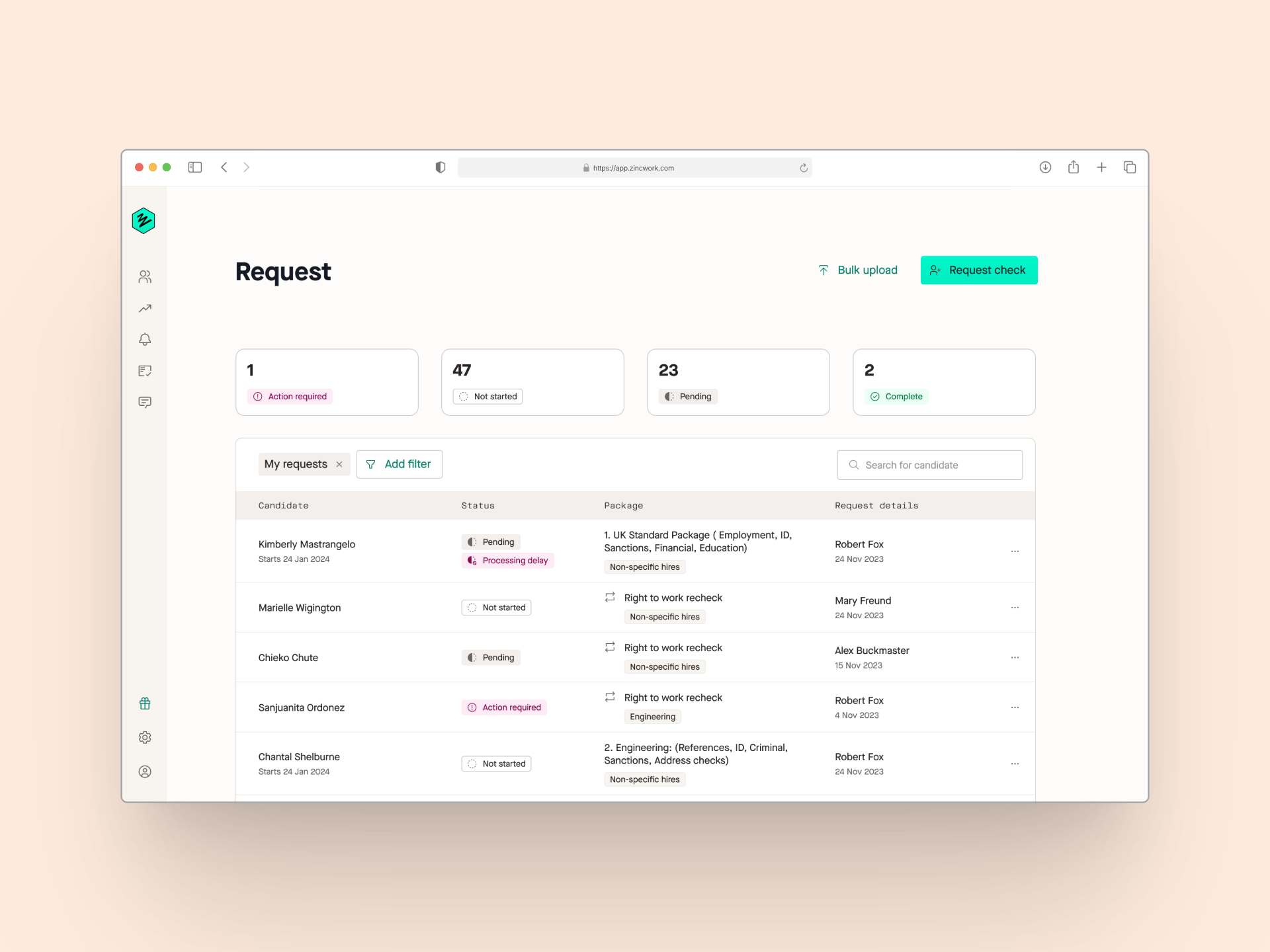 Recruiter dashboard homepage screenshot