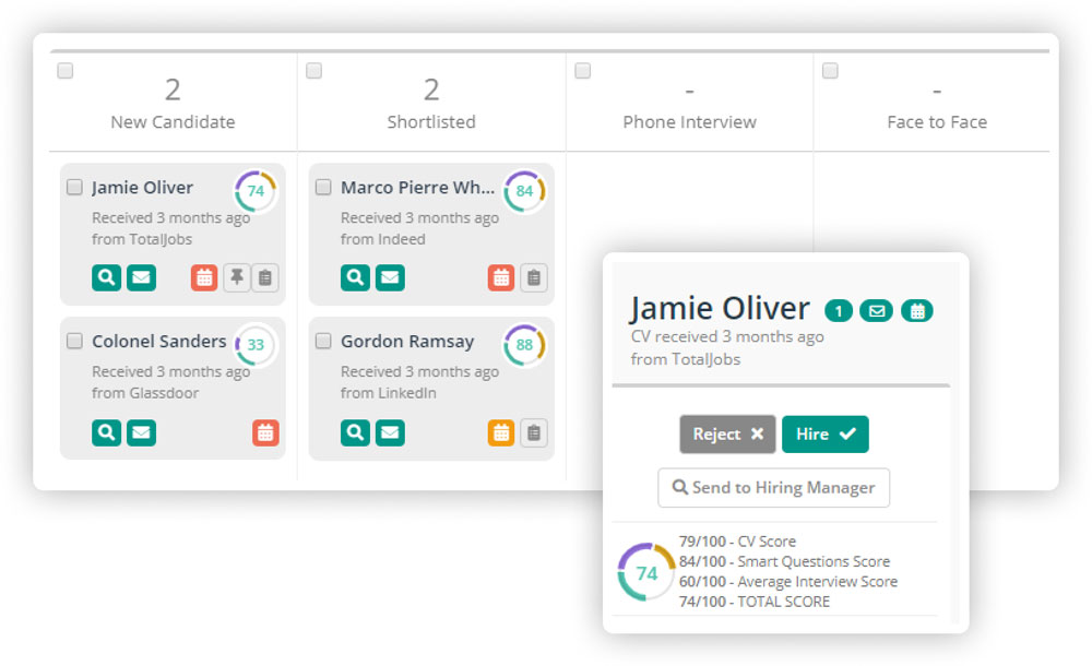 Applicant list screenshot