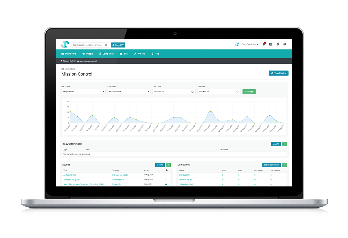 Recruiter dashboard homepage screenshot
