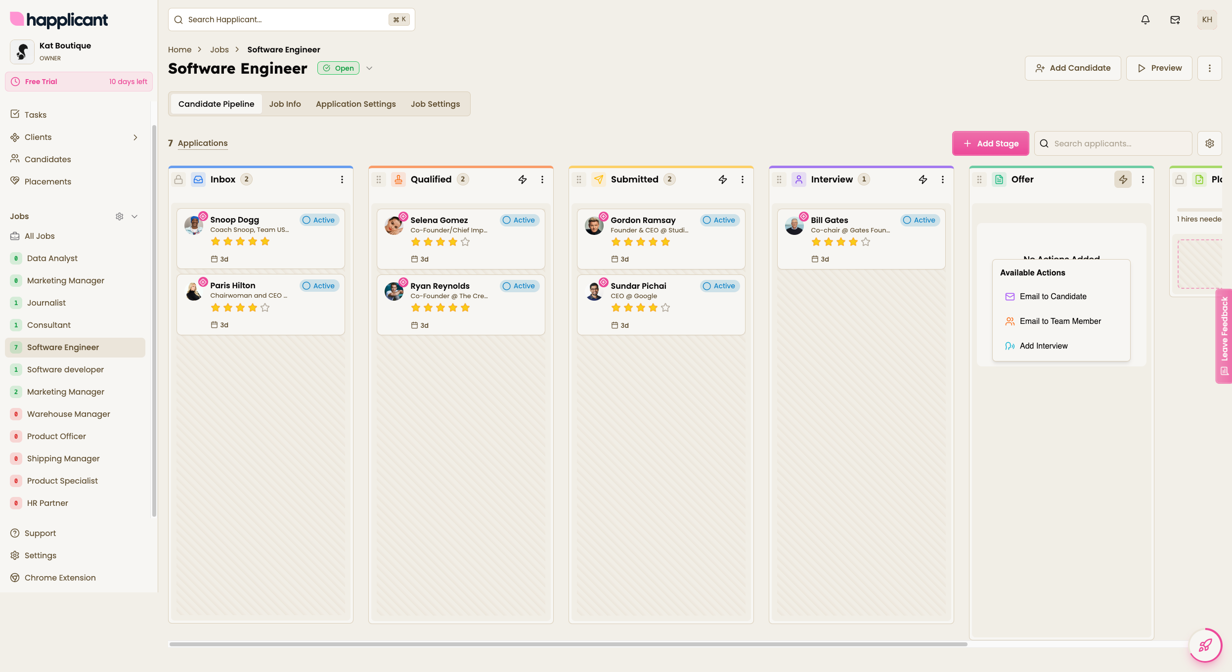Candidate profile screenshot
